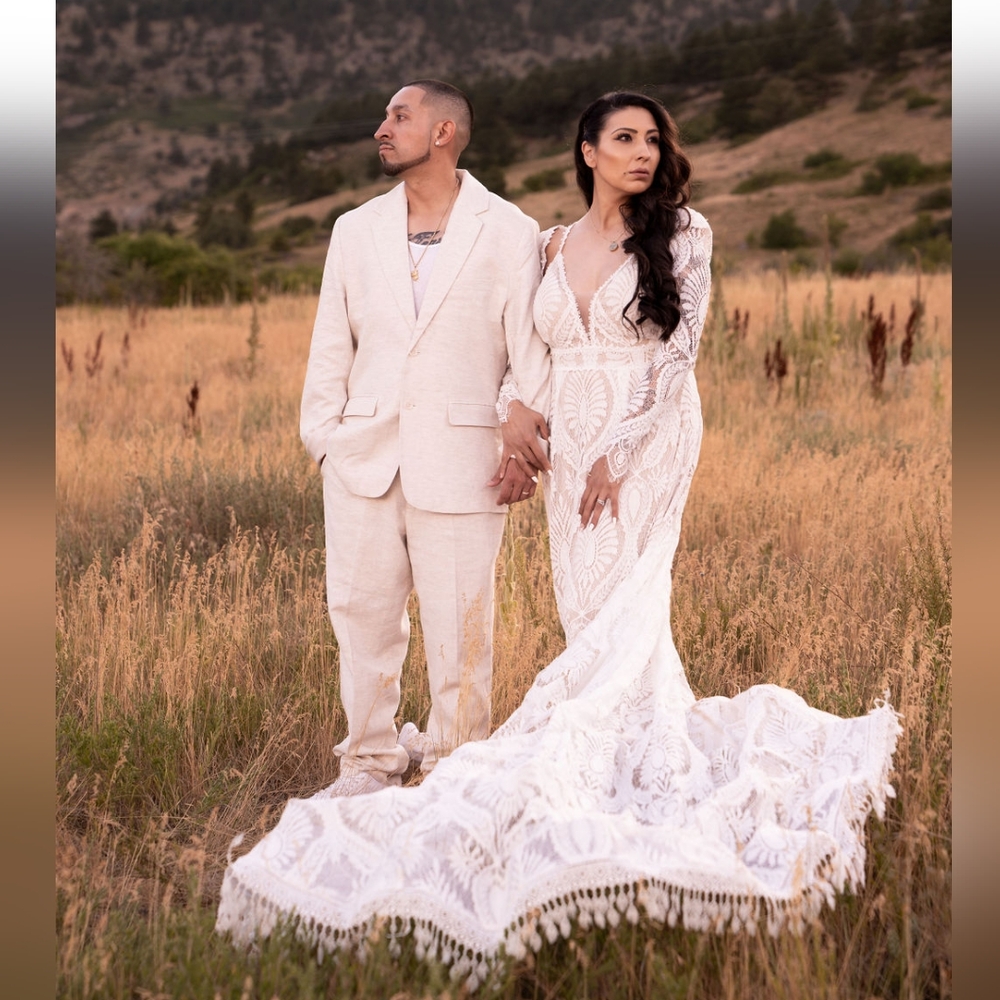 Bohemian Wedding Dress with Detachable Sleeves-bolero,Lace boutique BOHO✨